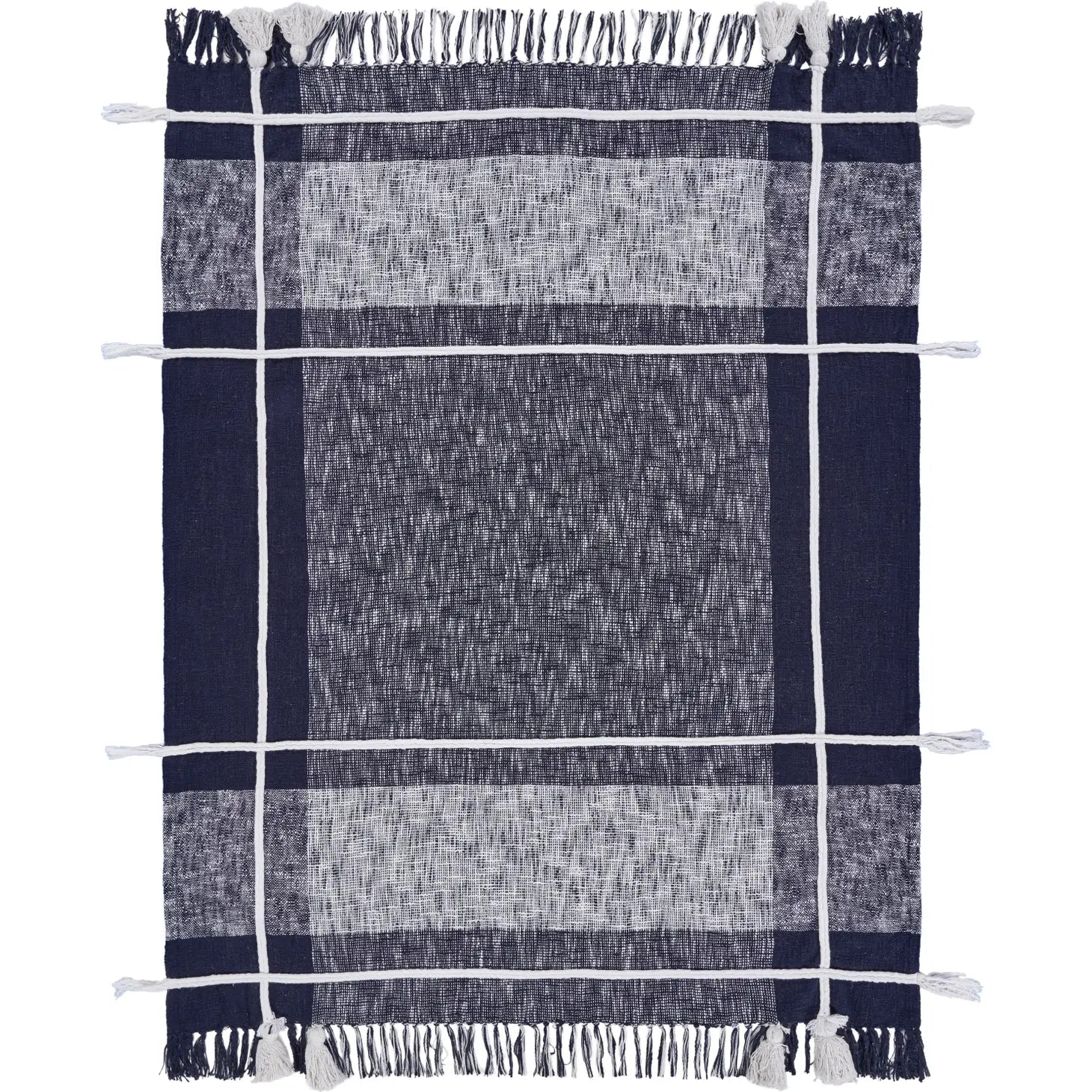 Navy and White Braided Plaid Throw Blanket - Shackteau Interiors, LLC