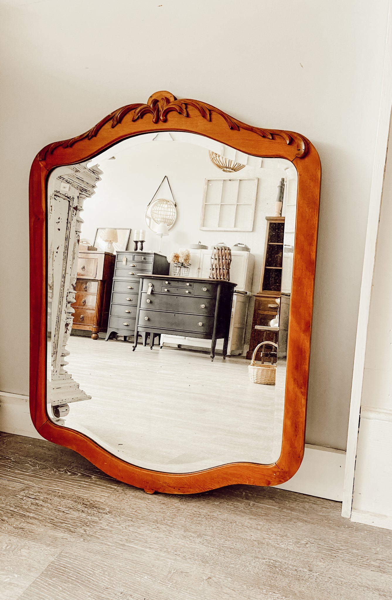 Antique Ornate Wood Mirror