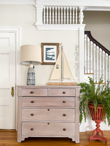 Antique Whitewashed Mahogany Dresser