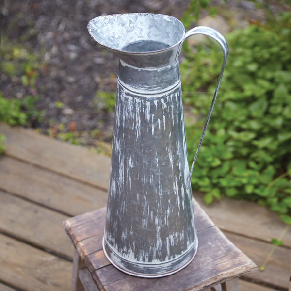 Washed Tin Tall Pitcher