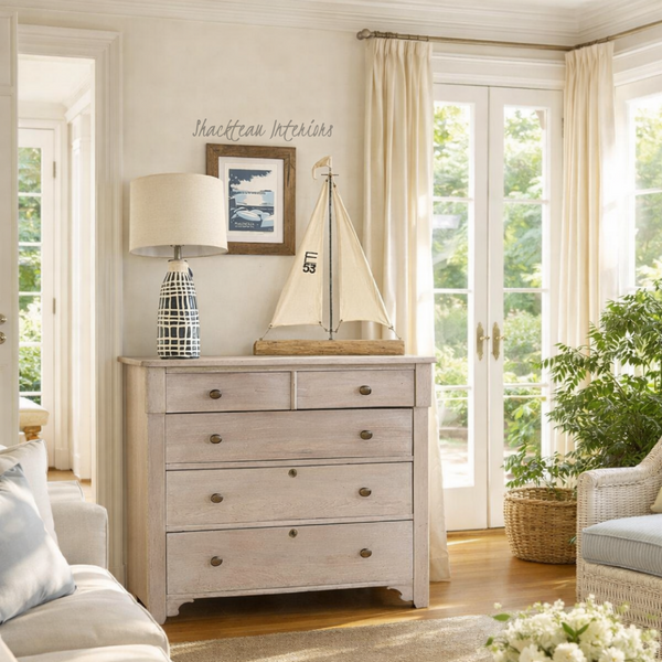 Antique Whitewashed Mahogany Dresser