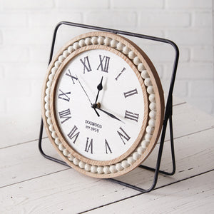 Wood Beaded Tabletop Clock