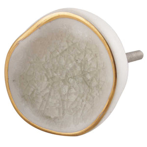 Cream Ceramic Knob With Gold Trim - Shackteau Interiors
