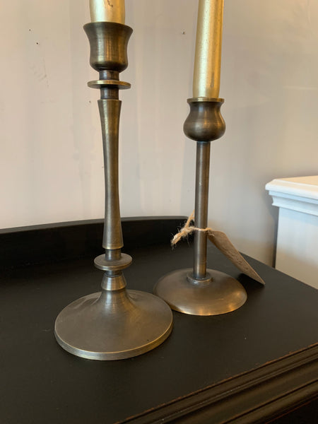 Set of Two Gold Candle Holders - Shackteau Interiors, LLC