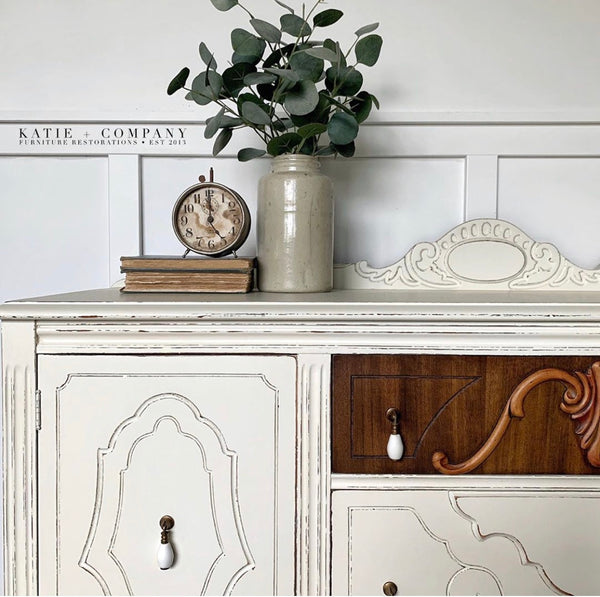 White Ceramic Drop Pull Antique Finish - Shackteau Interiors