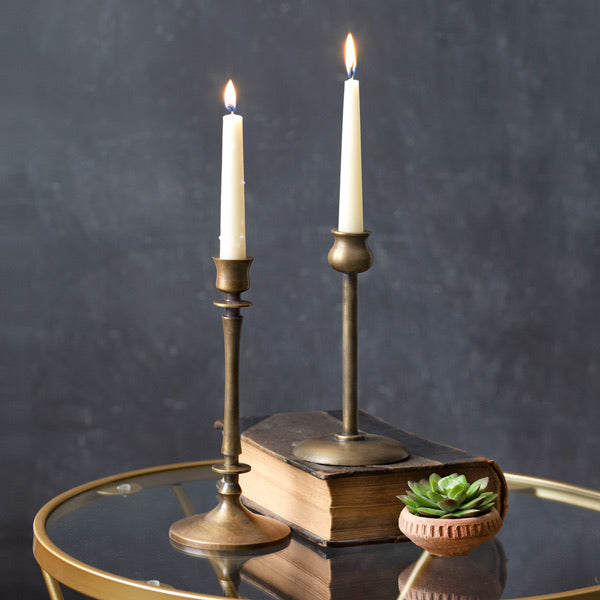 Set of Two Gold Candle Holders - Shackteau Interiors, LLC