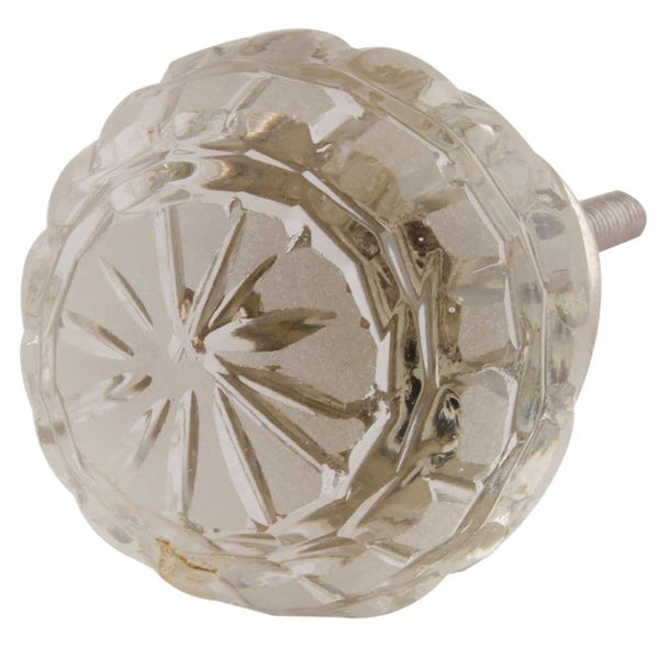 Clear Round Patterned Glass Knob - Shackteau Interiors, LLC